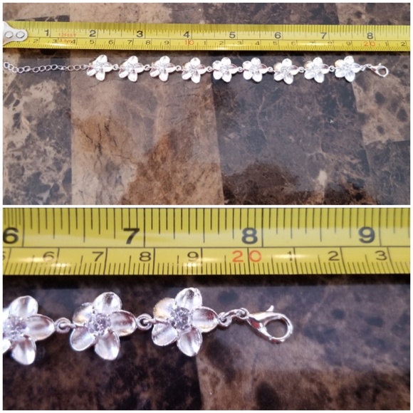 Genuine White Topaz Sterling Silver Flower set - Picture 6 of 6